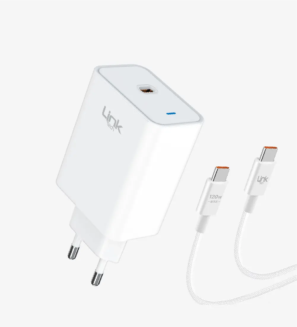 Linktech T463e Type-C to Type-C 45W PD Süper Hızlı Şarj Adaptörü Seti(Kablo Dahil)