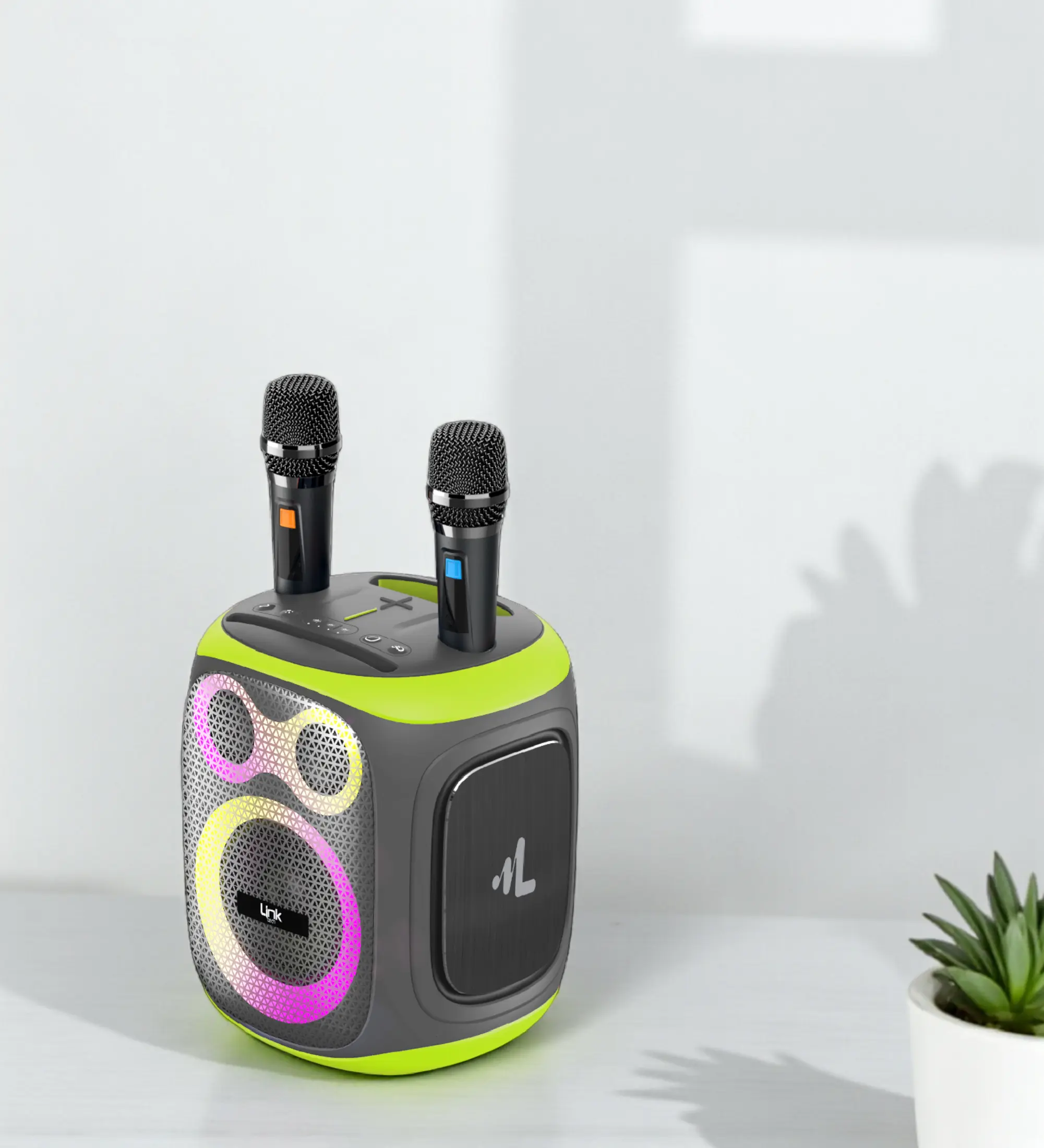 M421 Premium 120W Extra Bass Bluetooth Hoparlör Çift Kablosuz Mikrofonlu - Galeri Görseli